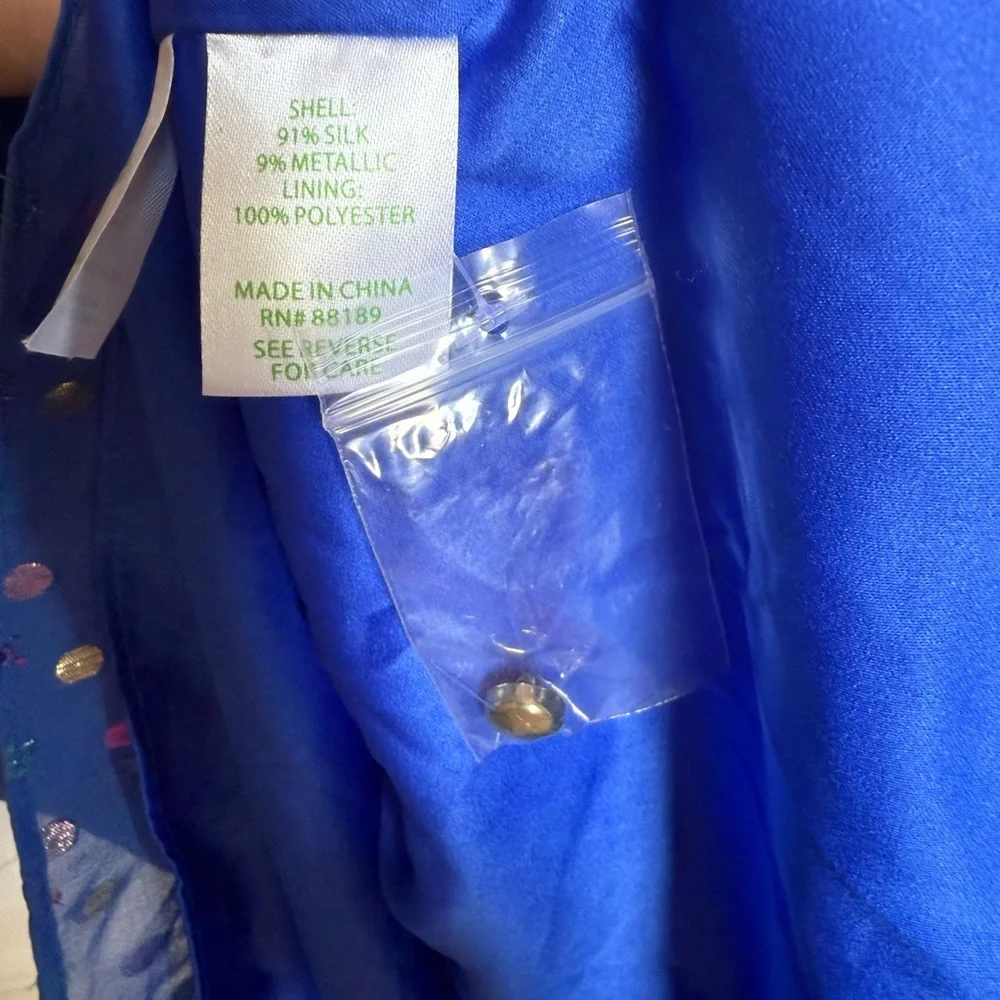 Lilly Pulitzer Maisel Silk Dress in Iris Blue Moroccan Metallic Clip - Picture 4 of 4